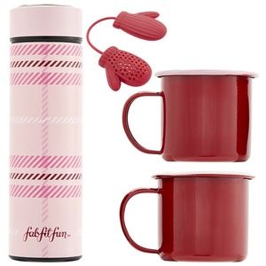 Thermos Set Thermos 2 Enamel Mugs with Tea Infuser